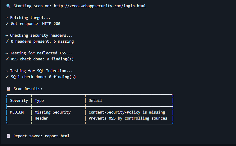 Web Vulnerability Scanner